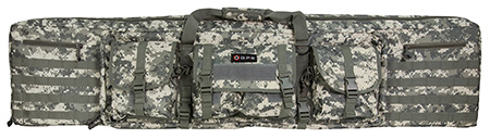 GPS Bags DRC55ACU Double Rifle Case A-TACS AU 600D Polyester w/ 2 Padded Pistol Sleeves MOLLE Webbing  &  Lockable Zippers