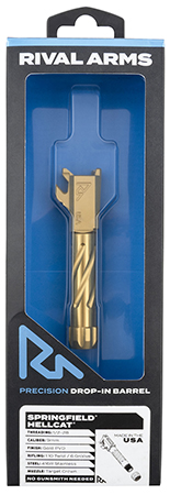 Rival Arms RARA20H102E Precision V1 Match Grade Spiral Fluted Threaded Gold PVD Stainless Steel, Fits Springfield Hellcat