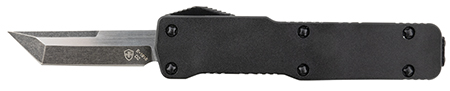 Templar Knife CABR221 Premium LW  Micro 1.85" OTF Tanto Plain Black Oxide Stonewashed D2 Steel Blade, 3.50" Black Aluminum Handle, California Legal