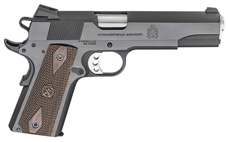 Springfield Armory PX9419 1911 Garrison 9mm Luger 9+1, 5" Stainless Match Grade Steel Barrel, Blued Serrated Carbon Steel Slide, Carbon Steel Frame w/Beavertail, Thin-Line Wood Grip