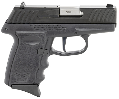 SCCY Industries DVG1CBBKRDR DVG-1  Sub-Compact 9mm Luger 10+1 3.10" Black Quadlock Barrel/Black Nitride Serrated Slide/Black Polymer Frame/Black Finger Grooved Polymer Grips Right Hand