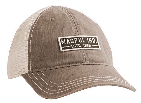 Magpul MAG1260-252 Established Garment Trucker Hat Driftwood Adjustable Snapback OSFA Embroidered Patch