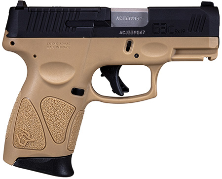 Taurus 1G3CP931T G3C  9mm Luger Caliber with 3.26" Barrel, 12+1 Capacity, Brown Polymer with Picatinny Rail Frame, Serrated Matte Black Tenifer Steel with T.O.R.O Optic Cut Slide,  &  Brown Polymer Grip