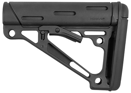 Hogue 15040 OverMolded Collapsible Buttstock made of Synthetic Material with Black Finish  &  Overmolded Rubber for Mil-Spec AR-15, M16