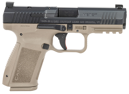 Canik HG7159N Mete SF Compact 9mm Luger 15+1, 4.19" Black Steel Barrel, Black Nitride Optic Ready/Serrated Slide, Flat Dark Earth Polymer Frame w/Beavertail  &  Picatinny Rail, Ambidextrous