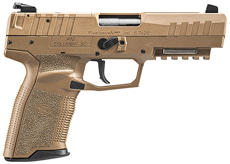 FN 66101275 Five-seveN MRD 5.7x28mm  4.80" Barrel 20+1, Flat Dark Earth Polymer Frame With Mounting Rail  &  Serrated Trigger Guard, Optic Cut FDE Steel Slide, No Manual Safety, Optics Ready