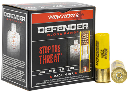 Winchester Ammo S202PD25 Defender  20Gauge 2.75" 7/8oz 2Shot 25 Per Box/10 Case