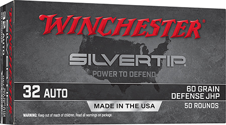 Winchester Ammo W32AST Silvertip  32ACP 60gr Jacketed Hollow Point 50 Per Box/10 Case