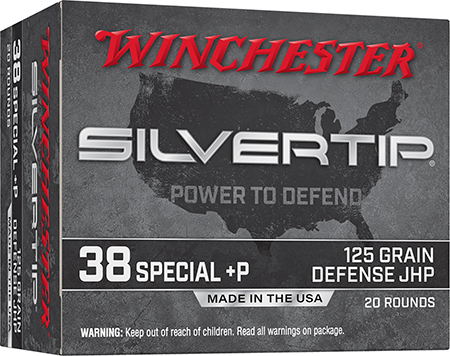 Winchester Ammo W38PST Silvertip  38Special+P 125gr Silvertip Jacket Hollow Point 20 Per Box/10 Case