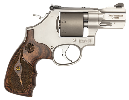 Smith  &  Wesson 10227 Performance Center Model 986 9mm Luger 7rd 2.50" Stainless Steel Barrel with Recessed Crown, Unfluted Cylinder, Stainless Steel Frame with Custom Wood Grip Includes Moon Clips