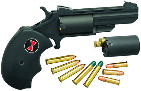 North American Arms BWCCRK Black Widow  22 LR or 22 WMR 5 Shot 2" Vent Rib Barrel, Overall Stainless Finish, Finger Grooved Black Rubber Grip  &  Fixed Sights Includes Cylinder