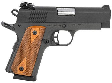 Taylors  &  Company 230008 1911 Compact 45 ACP Caliber  with 3.63" Barrel, 7+1 Capacity, Overall Black Parkerized Finish, Beavertail Frame, Checkered Walnut Grip