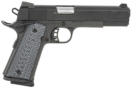 Taylors  &  Company 230058 1911 Tactical Full Size 9mm Luger 8+1, 5" Stainless Steel Barrel, Black Parkerized Serrated Slide, Black Parkerized Steel Frame w/Beavertail, Black/Gray G10 Grip