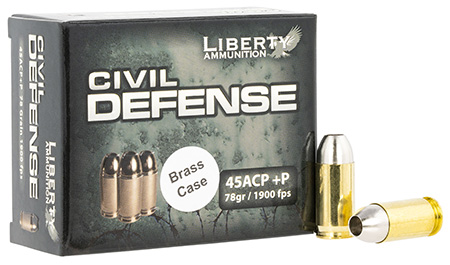 Liberty Ammunition LACD45013BC Civil Defense  45ACP+P 78gr Lead Free Fragmenting Hollow Point 20 Per Box/50 Case