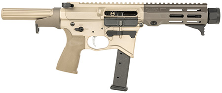 Maxim Defense MXM48173 CPS MD9 9mm Luger Caliber with 5.50" Barrel, Arid Brown Anodized Metal Finish, Black Maxim CQB Brace  &  Polymer Grip Right Hand