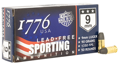 1776 USA 1776009090 Lead Free Sporting 9mm Luger 90gr Lead Free Ball 50 Per Box/20 Case