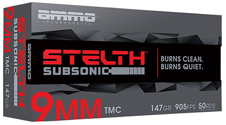 Ammo Inc 9147TMCSTL stelTH  9mm Luger 147gr Total Metal Case 50 Per Box/20 Case