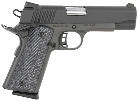Rock Island 51531 M1911-A1 Standard MS 45 ACP 8+1 4.30" Button-Rifled Barrel, Black Parkerized Steel Frame w/Beavertail, Parkerized Serrated Slide, Black/Gray G10 Grip, Grip Safety