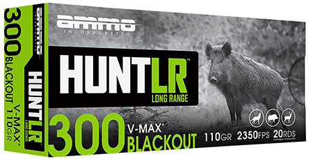 Ammo Inc 300B110VMXA20 Hunt Long Range 300Blackout 110gr Hornady V-Max 20 Per Box/10 Case