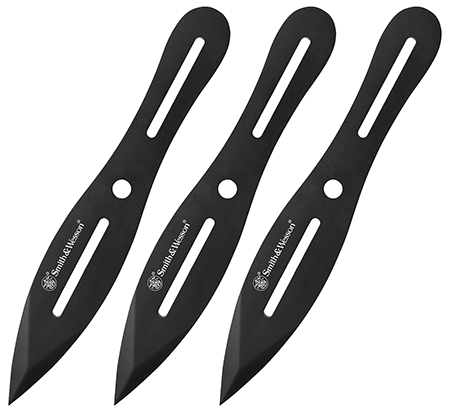 Smith  &  Wesson Knives SWTK8BCP Bullseye Throwing Knives 4.26" Fixed Plain Black Oxide 2Cr13MoV SS Blade, Black Stainless Steel Handle, Includes Sheath, 8" OAL, Set of 3