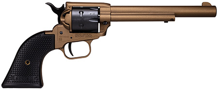Heritage Mfg SRR22A6 Rough Rider  22 LR 6 Shot, 6.50" Burnt Bronze Cerakote Steel Barrel  &  Frame, Black Satin Cylinder, Black Polymer Grip, Hammer/Thumb Safety, Exposed Hammer