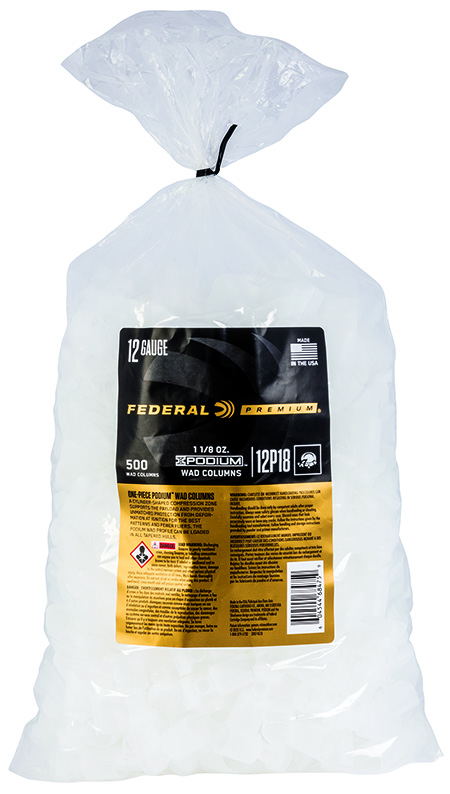 Federal 12P18 Podium Wad Premium 12Gauge 1 1/8oz White Plastic 500/ 10