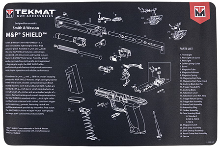 TekMat TEKR17SWMPSHIELD M & P Shield Cleaning Mat Black/Gray Rubber 11"x17" S&W M & P Shield Parts Diagram