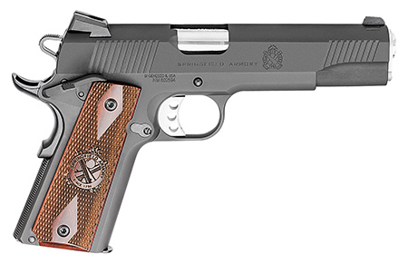 Springfield Armory PX9109LCA 1911 Loaded *CA Compliant 45 ACP 7+1, 5" Stainless Match Grade Barrel, Black Parkerized Serrated Carbon Steel Slide  &  Frame w/Beavertail, Crossed Cannon Cocobolo Grip