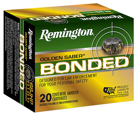 Remington Ammunition R21368 Golden Saber Bonded  10mmAuto 180gr Bonded Brass Jacketed Hollow Point 20 Per Box/25 Case