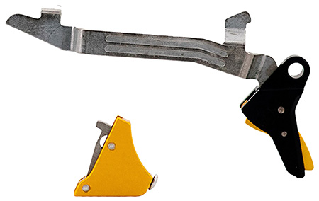 Timney Triggers ALPHAGLOCK5 Alpha Competition 9mm Luger/40 S&W/22 LR, Gold Straight Trigger, Compatible w/Glock Gen5  &  Glock 44