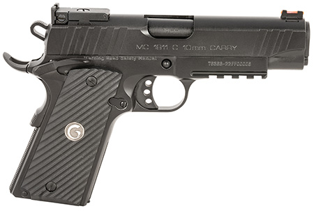 EAA GIRSAN 390605 MC1911 C  Carry Frame 10mm Auto 9+1, 4.40" Black Steel Barrel, Blued Serrated Steel Slide, Black Steel Frame w/Beavertail  &  Picatinny Rail, Black Grip, Ambidextrous
