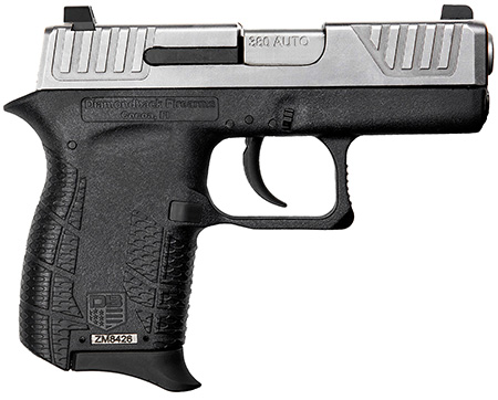 Diamondback DB0100E022 DB380 Gen4 Micro-Compact Frame 380 ACP 6+1, 2.80" Stainless Steel Barrel, Nickel Boron Serrated Stainless Steel Slide, Black Polymer Frame w/Beavertail  &  Grip