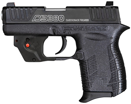 Diamondback DB0101E002 DB380 Gen4 w/Laser Micro-Compact Frame 380 ACP 6+1, 2.80" Stainless Steel Barrel, Serrated Stainless Steel Slide, Mint Polymer Frame w/Beavertail  &  Grip, Viridian Laser