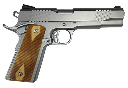 Rock Island 56865 Rock Standard FS Full Size 10mm Auto 8+1 5" Stainless Steel Barrel  &  Serrated Slide, Matte Stainless Steel Frame w/Beavertail, Wood Double Checkered Grip