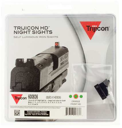 Trijicon 600836 HD XR Night Sights  Green/Tritium Orange Outline Front Sight-Green Tritium Black Outline Rear Sight Glock 17/17L/19/22 Standard Frame