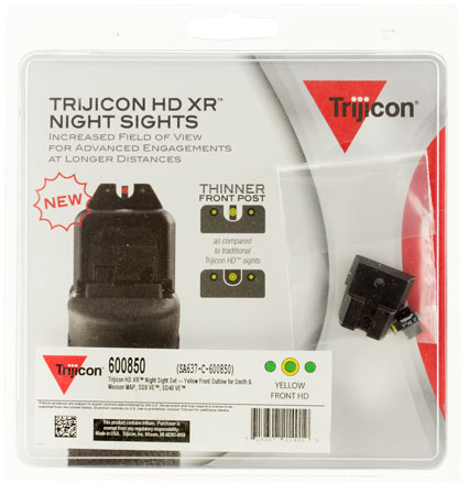 Trijicon 600850 HD XR Night Sights  Green/Tritium Yellow Outline Front Sight-Green Tritium Black Outline Rear Sight Smith  &  Wesson M & P/M & P M2.0/SD9 VE
