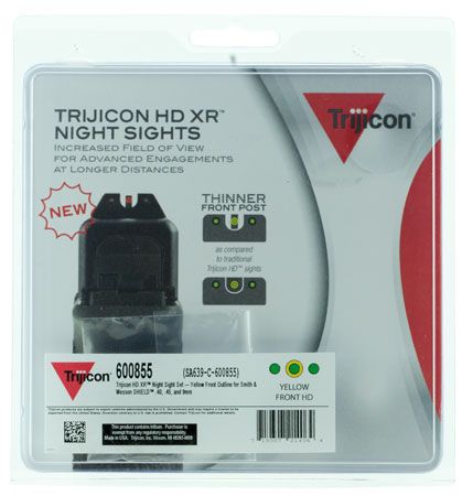 Trijicon 600855 HD XR Night Sights  Green/Tritium Yellow Outline Front Sight-Green Tritium Black Outline Rear Sight Smith  &  Wesson M & P Shield/M & P Shield Plus