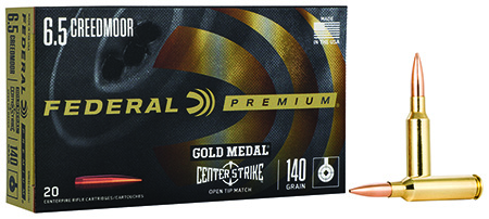 Federal GM65CRDOTM1 Gold Medal Centerfire Rifle 6.5Creedmoor 140gr Open Tip Match 20 Per Box/10 Case