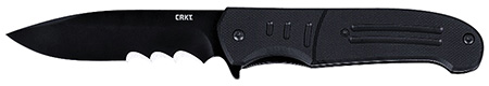 CRKT 6885 Ignitor  3.48" Folding Drop Point Part Serrated Black Oxide 8Cr13MoV SS Blade/Black G10 Handle Includes Pocket Clip