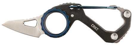 CRKT 9083 Compano  1.44" Folding Sheepsfoot Plain Satin 8Cr13MoV SS Blade/Black Stonewashed w/Blue Accents Stainless Steel Handle