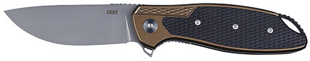 CRKT K360GXP Jake  3.32" Drop Point Plain Bead Blasted 12C27 Sandvik Blade/ Black/Brown Aluminum/G10 Handle Includes Pocket Clip