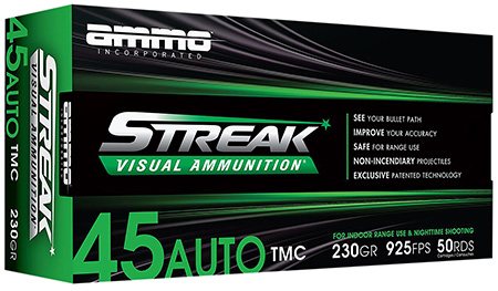 Ammo Inc 45230TMCSTRKGRN50 Streak Visual (GREEN)  45ACP 230gr Total Metal Case 50 Per Box/20 Case