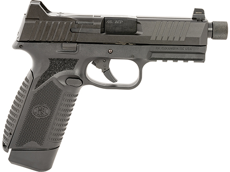 FN 66101385 545 Tactical 45 ACP 10+1 4.71" Black Target Crown/Threaded Steel Barrel, Black Optic Cut/Serrated Steel Slide  &  Polymer Frame w/Picatinny Rail,  Ambidextrous