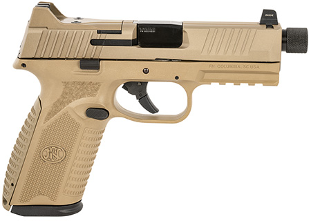 FN 66101376 510 Tactical Full Size Frame 10mm Auto 22+1, 4.71" Black Target Crown Steel Barrel, Flat Dark Earth PVD Optic Cut/Serrated Steel Slide  &  Polymer Frame w/Picatinny Rail, Ambidextrous