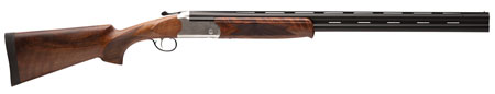 Stevens 22594 555 E 28 Gauge Break Open 2.75" 2rd 26" Black Satin Over/Under Vent Rib Barrel, Engraved Satin Silver Aluminum Receiver, Fixed Satin Turkish Walnut Stock, Ambidextrous