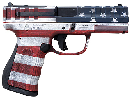 Citadel CITCP9USA Centurion CP9 Compact Frame 9mm Luger 14+1, 4" Black Steel Barrel, American Flag Cerakote Optic Ready/Serrated Steel Slide, Polymer Frame  &  Grip