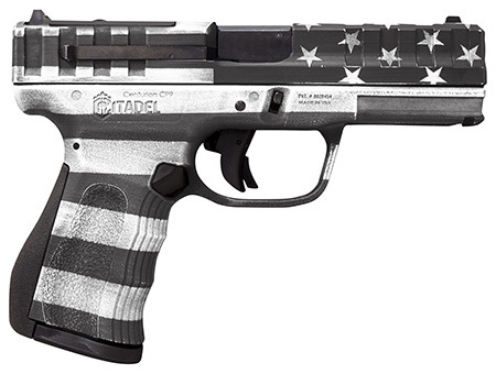 Citadel CITCP9USGCAN Centurion  9mm Luger 14+1, 4" Black Steel Barrel, American Flag Gray Cerakote Optic Ready/Serrated Slide, Polymer Frame  &  Grip, Features Matching Ammo Can