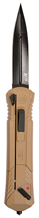 Smith  &  Wesson Knives 1092050 M & P  3.50" OTF Spear Point Plain Black Oxide AUS-8A SS Blade 5.16" Flat Dark Earth Aluminum Handle