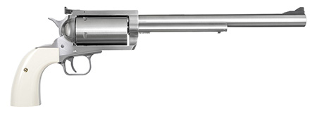 Magnum Research BFR4570B BFR Long Cylinder Extra Large Frame 45-70 Gov 5 Shot, 10" Brushed Stainless Steel Barrel, Cylinder  &  Frame, Bisley White Laminate Grip, Exposed Hammer