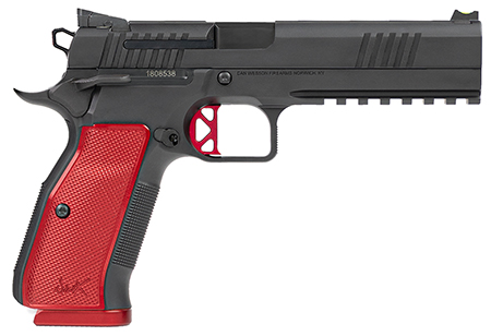 Dan Wesson 92001 DWX  9mm Luger 19+1, 4.95" Black Steel Barrel, Black Duty Serrated Stainless Steel Slide, Black Steel Frame w/Beavertail  &  Picatinny Rail, Red Checkered Aluminum Grip Ambidextrous